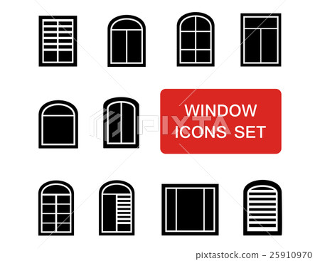 window icons set with red signboard 25910970