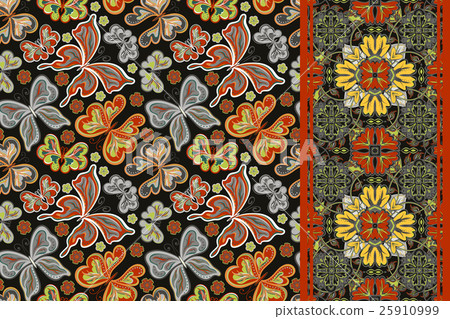 Set of seamless pattern with colorful vintage Set of seamless pattern with colorful vintage 25910999