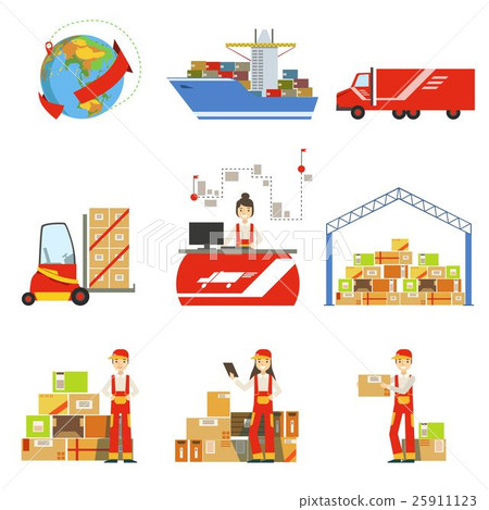 Logistics And Delivery Process And Managers Set Logistics And Delivery Process And Managers Set 25911123