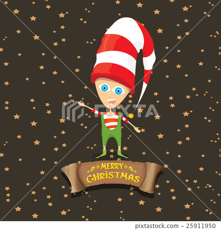 vector cartoon cute merry Christmas elf vector cartoon cute merry Christmas elf 25911950