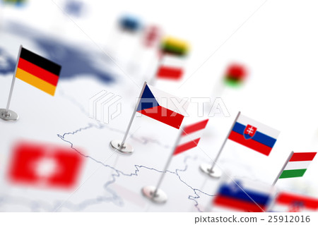 Chech flag in the focus. Europe map with flags Chech flag in the focus. Europe map with flags 25912016
