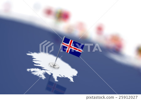 Iceland flag in the focus. Europe map with flags Iceland flag in the focus. Europe map with flags 25912027