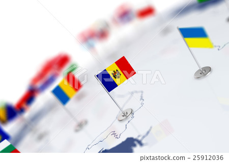 Moldova Flag In The Focus Europe Map With Flags Stock Illustration 25912036 Pixta