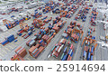 Cargo containers at seaport in aerial view 25914694