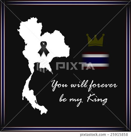 Thailand map with black ribbon  Thailand map with black ribbon  25915858