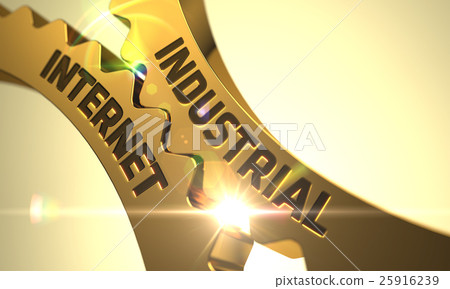 Golden Metallic Gears with Industrial Internet 25916239
