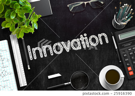 Black Chalkboard with Innovation Concept. 3D 25916390