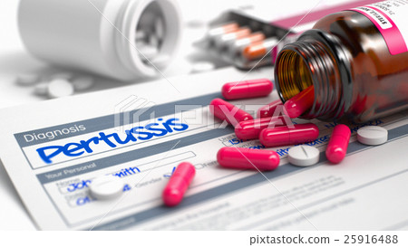 Pertussis - Text in Medical History. 3D Render. Pertussis - Text in Medical History. 3D Render. 25916488