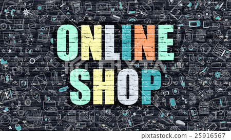 Online Shop Concept with Doodle Design Icons. 25916567