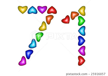 Number 71, seventy one of colorful hearts on white Number 71, seventy one of colorful hearts on white 25916857