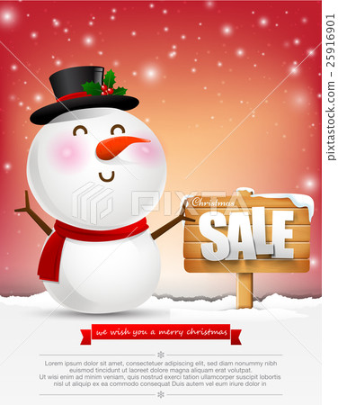Merry christmas sale text with wooden sign and  25916901
