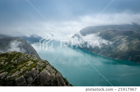 Aerial landscape of Norway fjord Lysefjord. Aerial landscape of Norway fjord Lysefjord. 25917967