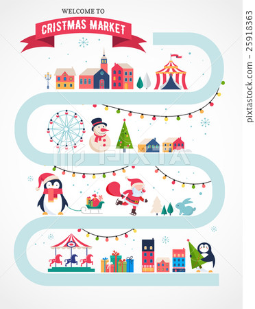 Download Christmas Village Christmas Market Xmas Fair Stock Illustration 25918363 Pixta PSD Mockup Templates