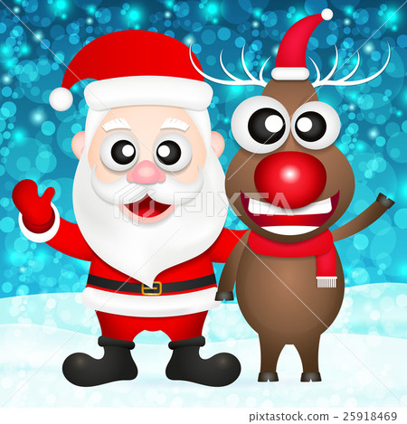 santa claus and red nosed reindeer 25918469