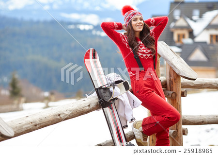winter, leisure, sport and people concept - happy young woman in winter, leisure, sport and people concept - happy young woman in 25918985