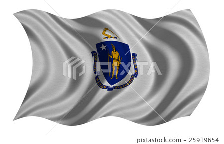 Flag of Massachusetts wavy on white fabric texture Flag of Massachusetts wavy on white fabric texture 25919654