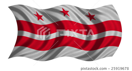 Flag of Washington, D.C. waving on white, textured 25919678