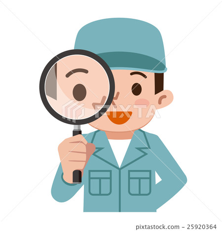Men with work wear with magnifying glasses Men with work wear with magnifying glasses 25920364