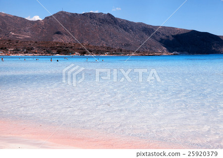Pink sand beach with azure clear water, Crete Pink sand beach with azure clear water, Crete 25920379