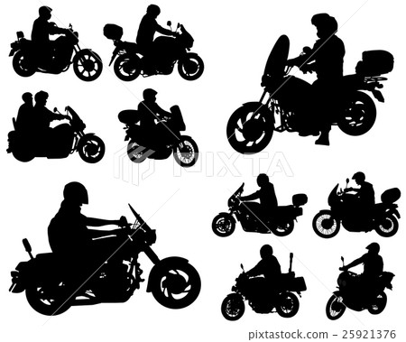 motorcyclists silhouettes collection 25921376