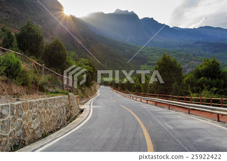Road to Danba Tibetan Villages at sun flare  25922422