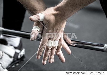 Hands above barbell bar Hands above barbell bar 25922514