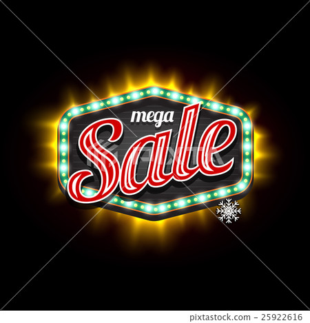 Retro Sale Vector Light Banner with light frame Retro Sale Vector Light Banner with light frame 25922616