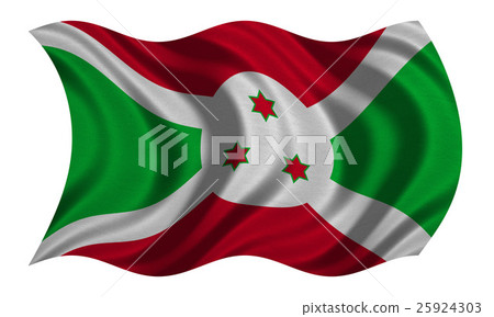 Flag of Burundi wavy on white, fabric texture Flag of Burundi wavy on white, fabric texture 25924303