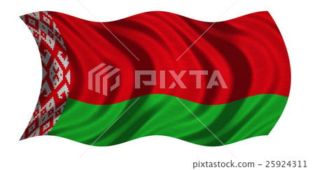 Flag of Belarus wavy on white, fabric texture 25924311