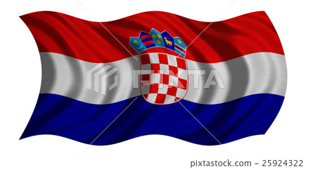 Flag of Croatia wavy on white, fabric texture 25924322