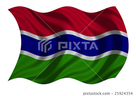 Flag of the Gambia wavy on white, fabric texture 25924354