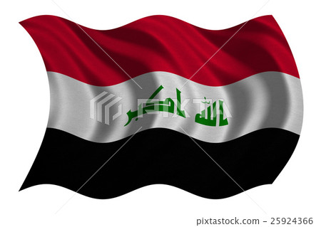 Flag of Iraq wavy on white, fabric texture 25924366