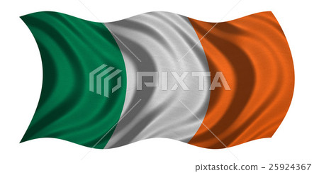 Flag of Ireland wavy on white, fabric texture Flag of Ireland wavy on white, fabric texture 25924367