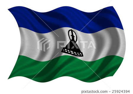 Flag of Lesotho wavy on white, fabric texture Flag of Lesotho wavy on white, fabric texture 25924394