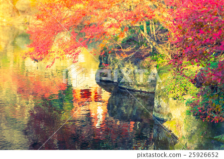 Autumn forest with river ( Filtered image processed vintage effect. ) 25926652