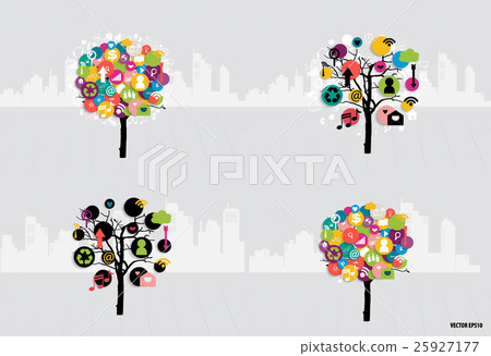 Tree with cloud of application. Vector illustration. 25927177