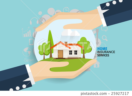 插图素材 home insurance business service.