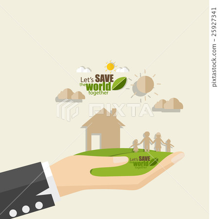 Ecology concept. Paper cut of family. Vector illustration. Ecology concept. Paper cut of family. Vector illustration. 25927341