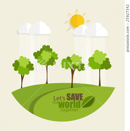 ECO FRIENDLY. Ecology concept with tree background. Vector illustration. ECO FRIENDLY. Ecology concept with tree background. Vector illustration. 25927342