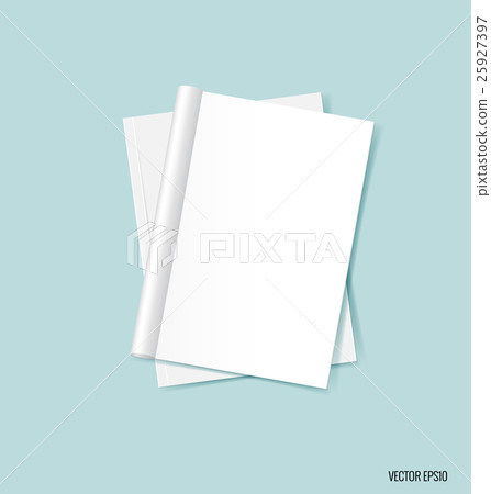 Blank catalog, magazines,book mock up on blue background. Vector illustration. 25927397