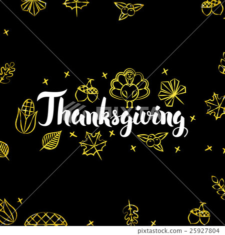 Thanksgiving Gold Black Postcard - Stock Illustration [25927804] - PIXTA