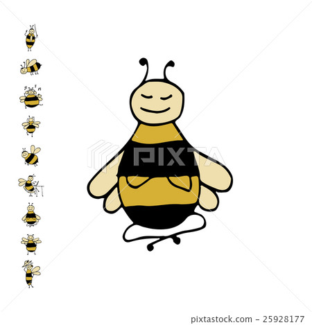 Funny bee yoga, sketch for your design Funny bee yoga, sketch for your design 25928177