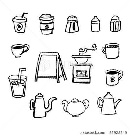 手寫的粉筆和蠟筆材料咖啡館項目 25928249