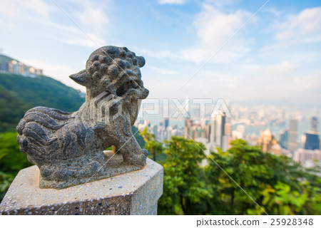 Statue of lion at the Peak Tower, Hong kong 25928348