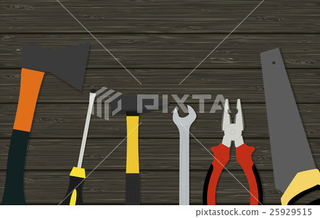 construction tools on wood texture - Stock Illustration [25929515] - PIXTA