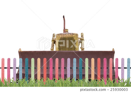old tractors on the colorful fence old tractors on the colorful fence 25930003
