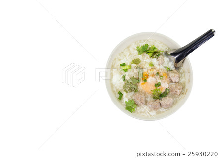 rice porridge with pork meat ball,clipping path 25930220