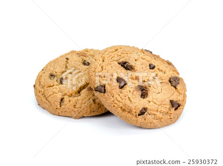 Chocolate chip cookies isolated on white  25930372