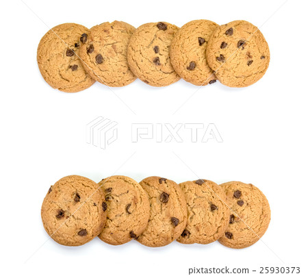 Chocolate chip cookies isolated on white  25930373