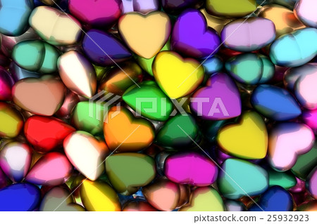 Colorful glossy hearts 3D illustration Colorful glossy hearts 3D illustration 25932923